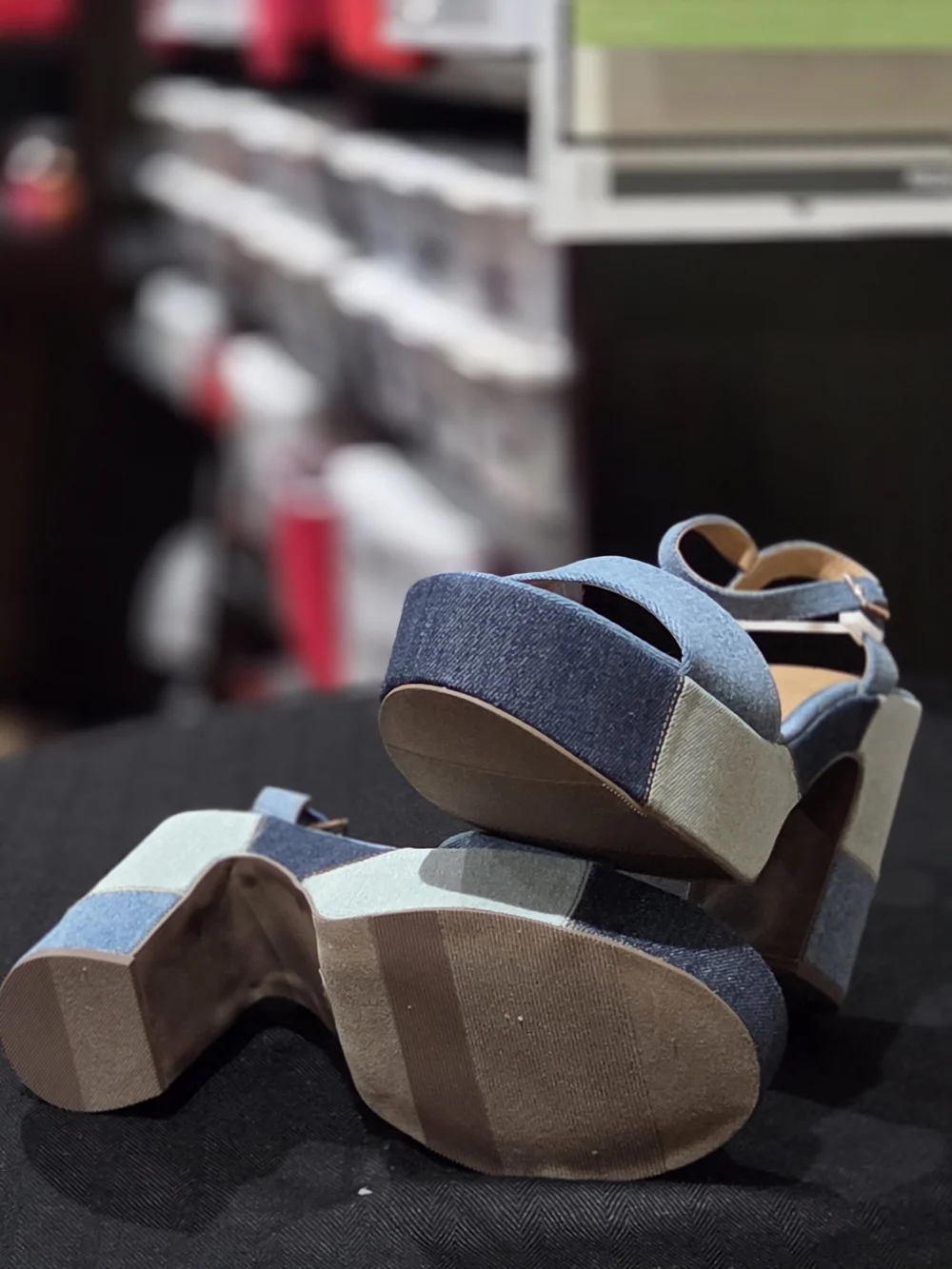 Wild Pair Vidaa Denim Platform Sandals with Ankle Strap